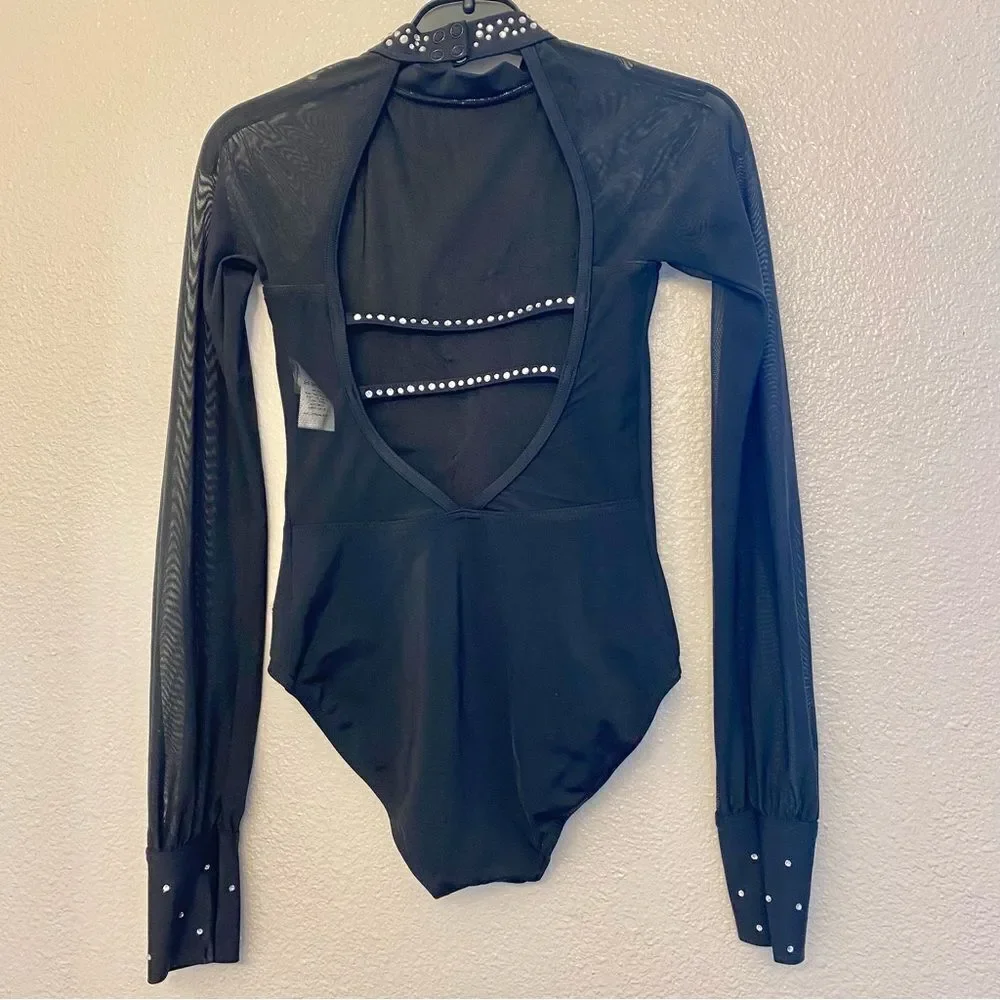 Weissman contemporar lyrical Dance costume black illusion mesh sleeve MT11817 MC